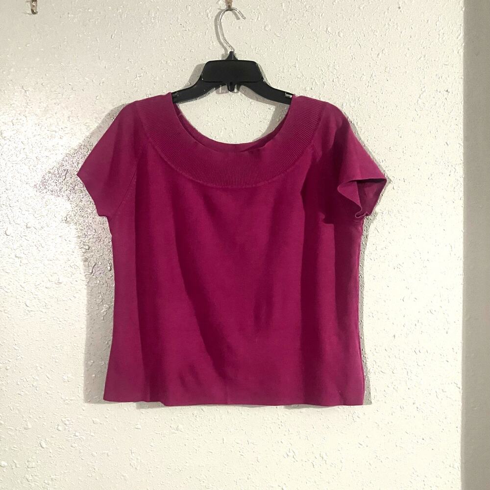 Hilliard & Hansons Women’s Burgundy XL Scoop Neck BLOUSE Top Workwear Y2K